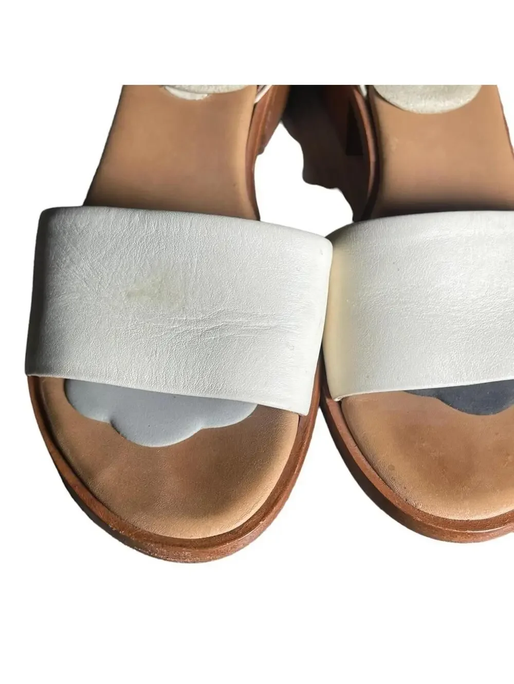 Steven Alan White Leather Wander D’Orsay Sandals Block Heel Size 8